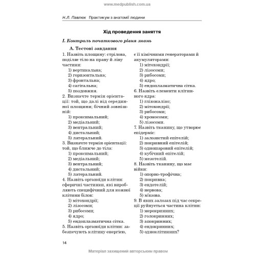Практикум з анатомії людини / Н.Л. Павлюк. — 2-е видання